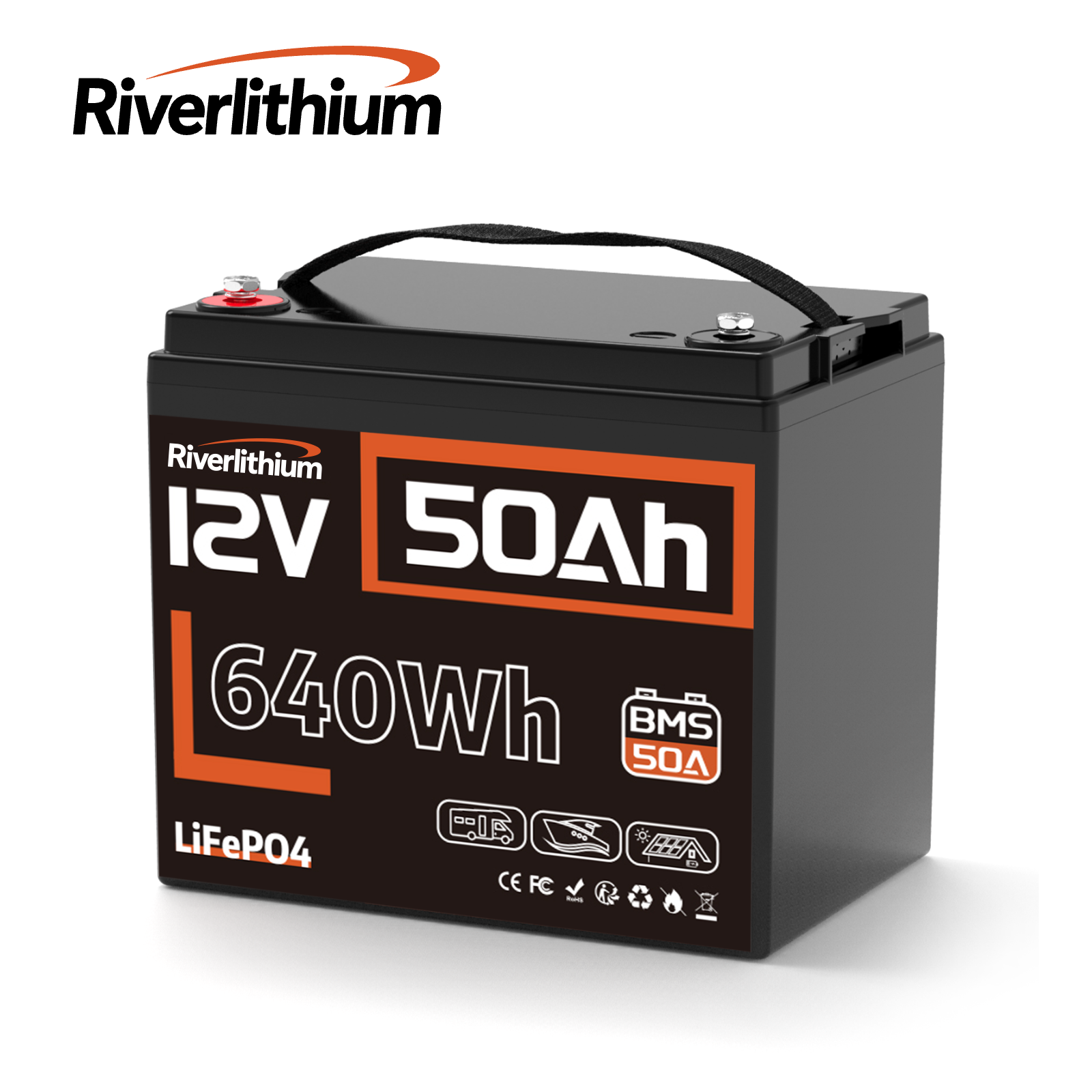 Riverlithium 12V 50Ah LiFePO4 Battery (50A BMS)