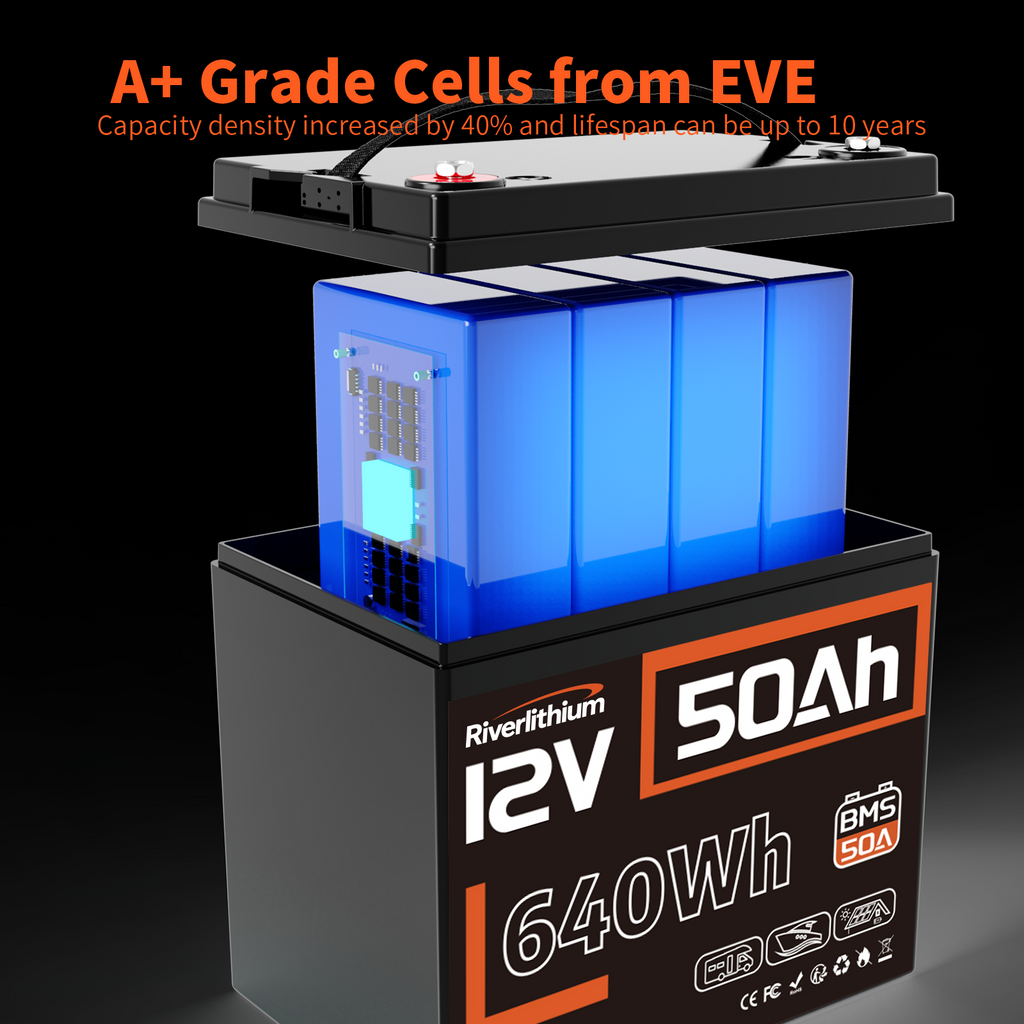 Riverlithium 12V 50Ah LiFePO4 Battery (50A BMS)