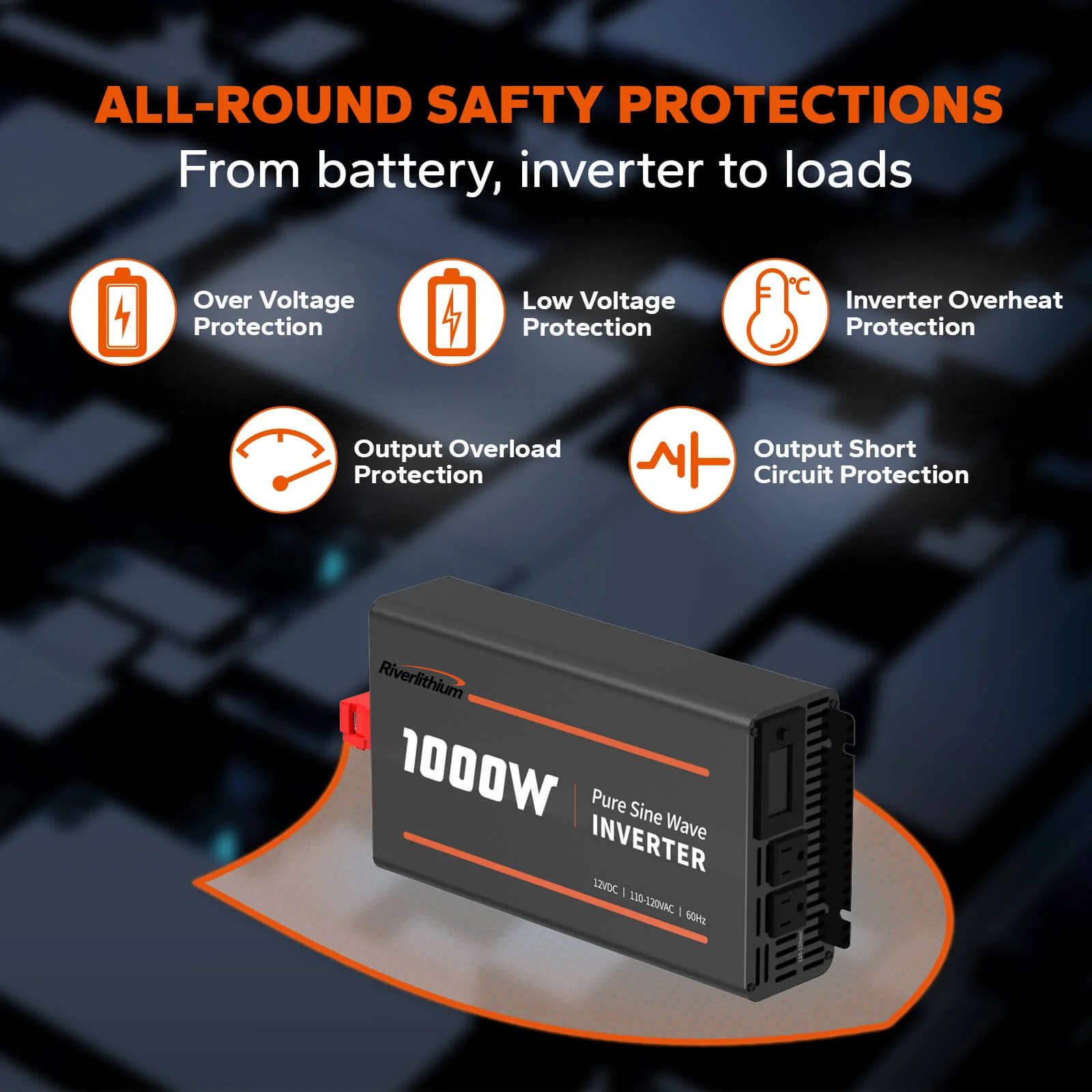 Riverlithium 1000W Pure Sine Wave Inverter