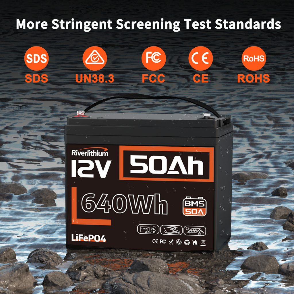 Riverlithium 12V 50Ah LiFePO4 Battery (50A BMS)