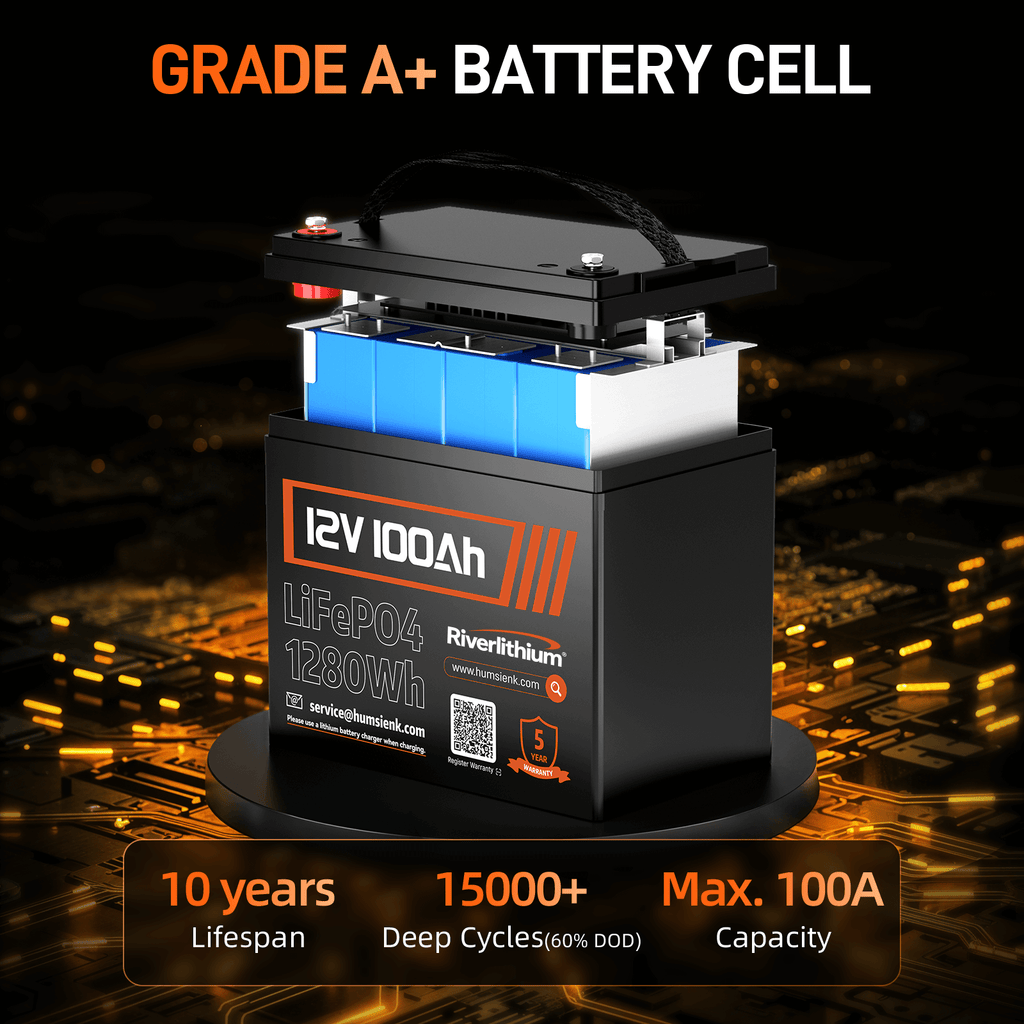 Riverlithium 12V 100Ah LiFePO4 Battery 100A BMS Grade A Cells